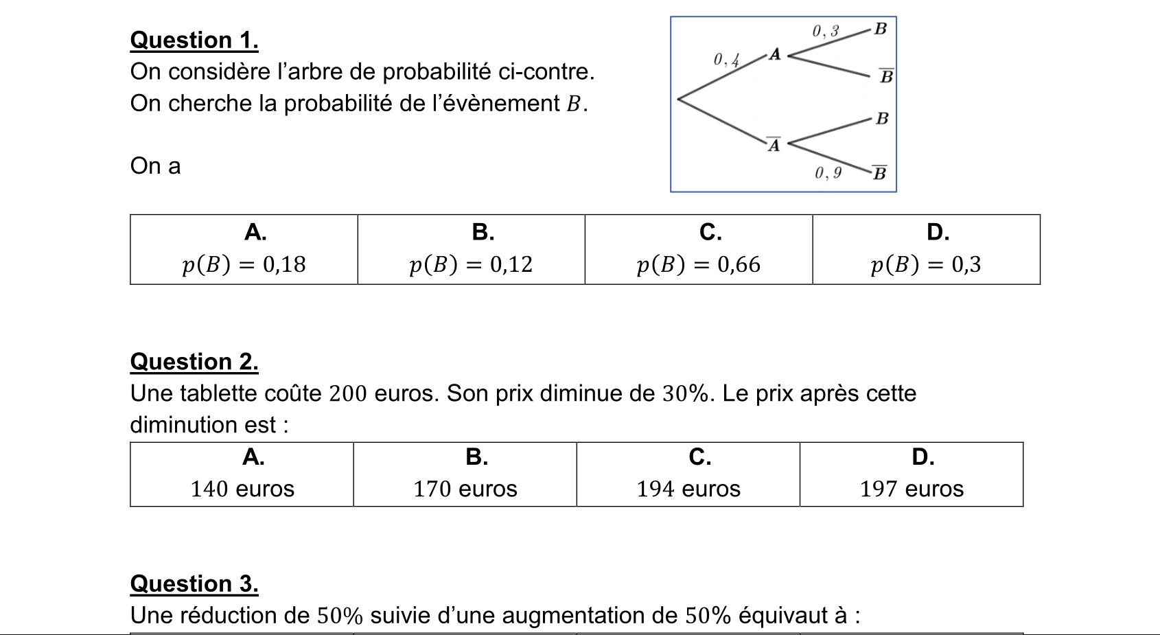 Maths SPE Première — Sujet Zero FREE VERSION 2 — Examen blanc en ligne — Niveau Intermédiaire (Copy 1)