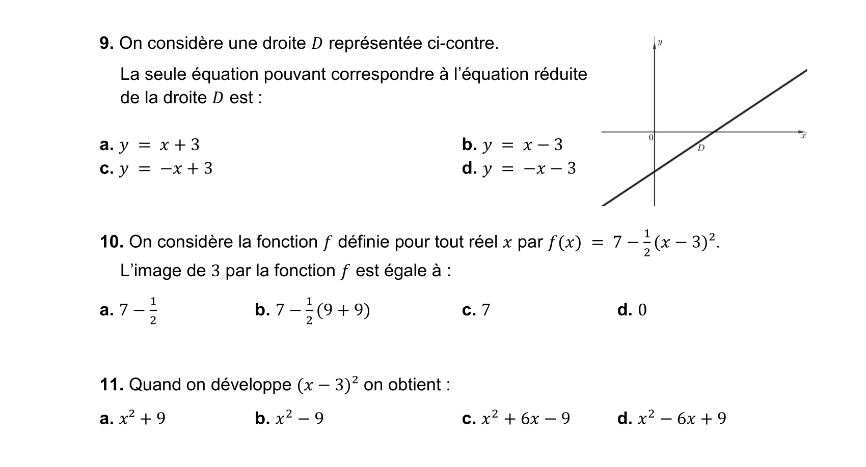 Maths TC Première — Sujet Zero FREE VERSION 3 — Examen blanc en ligne — Niveau Intermédiaire