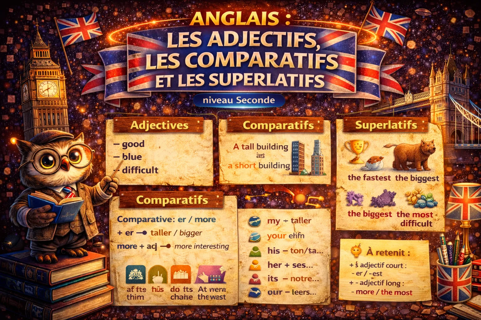Adjectifs, comparatifs et superlatifs — Anglais 2nde