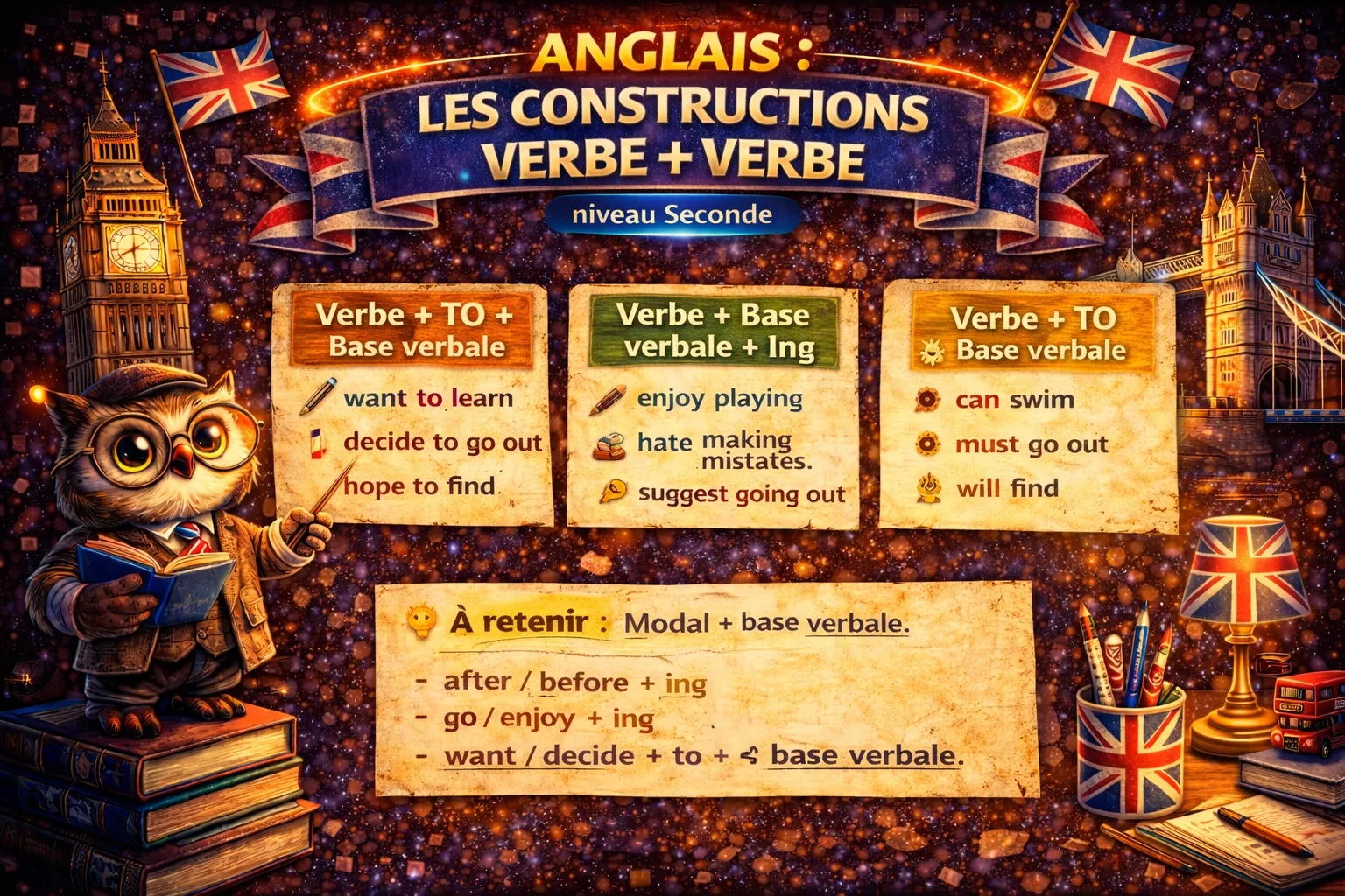 Les constructions verbe + verbe — Seconde
