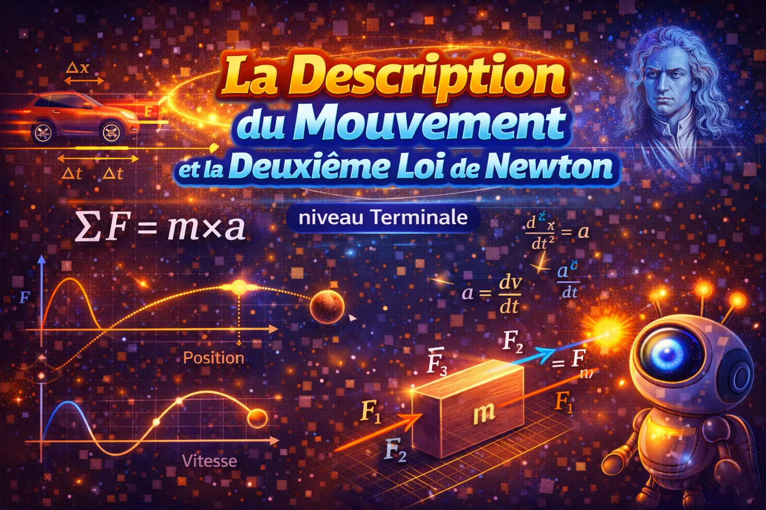 La description du mouvement et la deuxième loi de Newton — Terminale