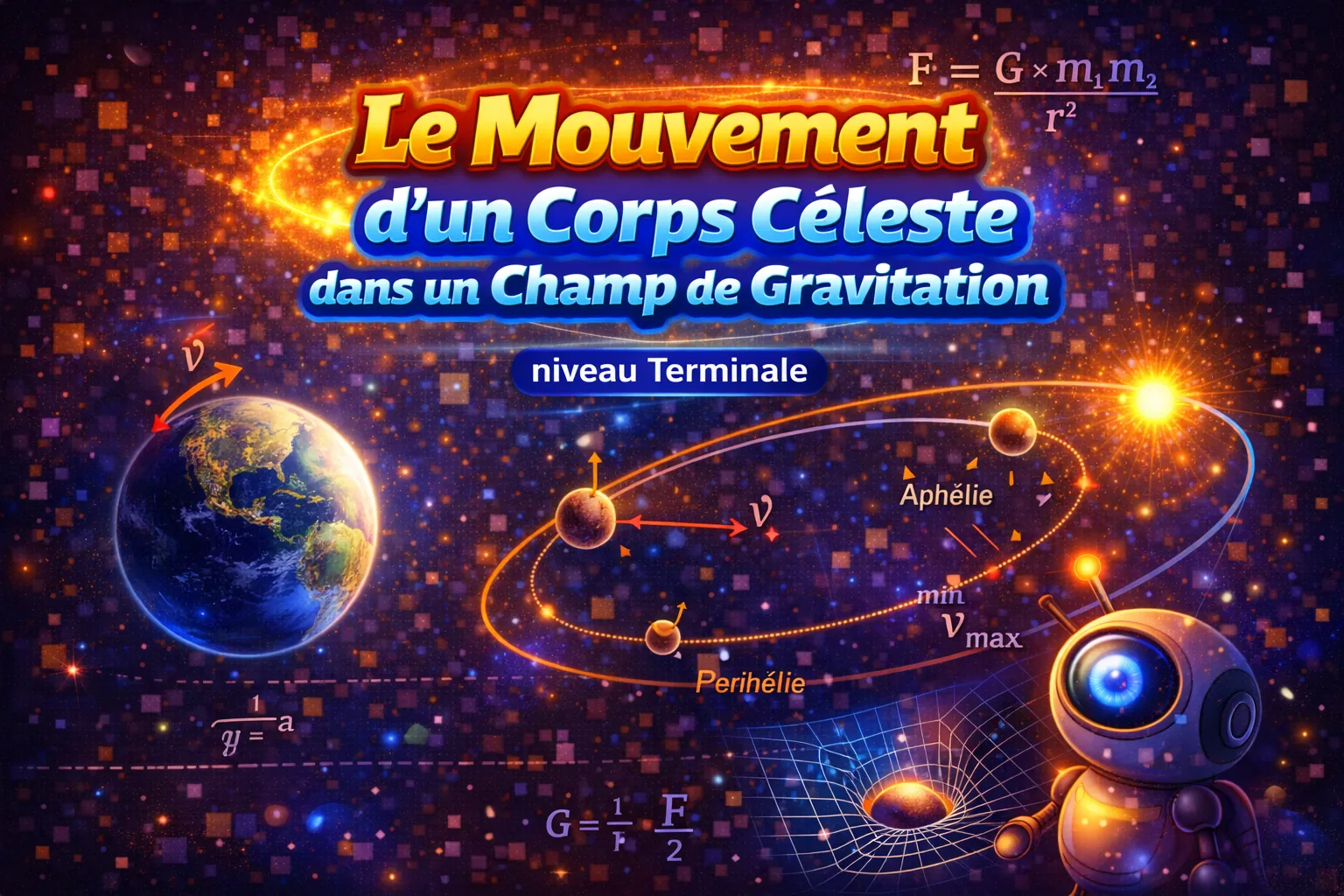 Le mouvement d’un corps céleste dans un champ de gravitation — Terminale
