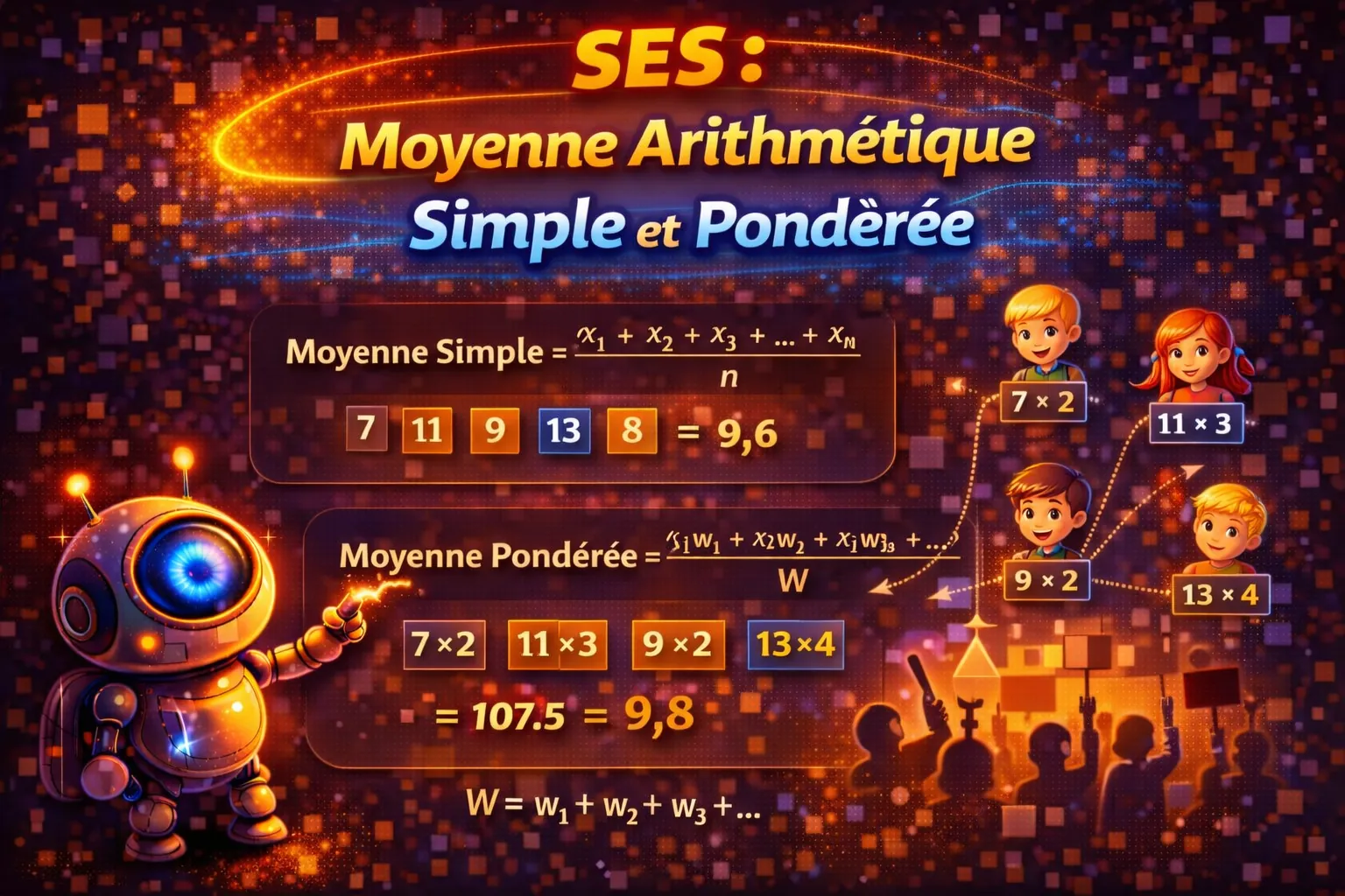 Moyenne arithmétique simple et pondérée, médiane — SES Terminale