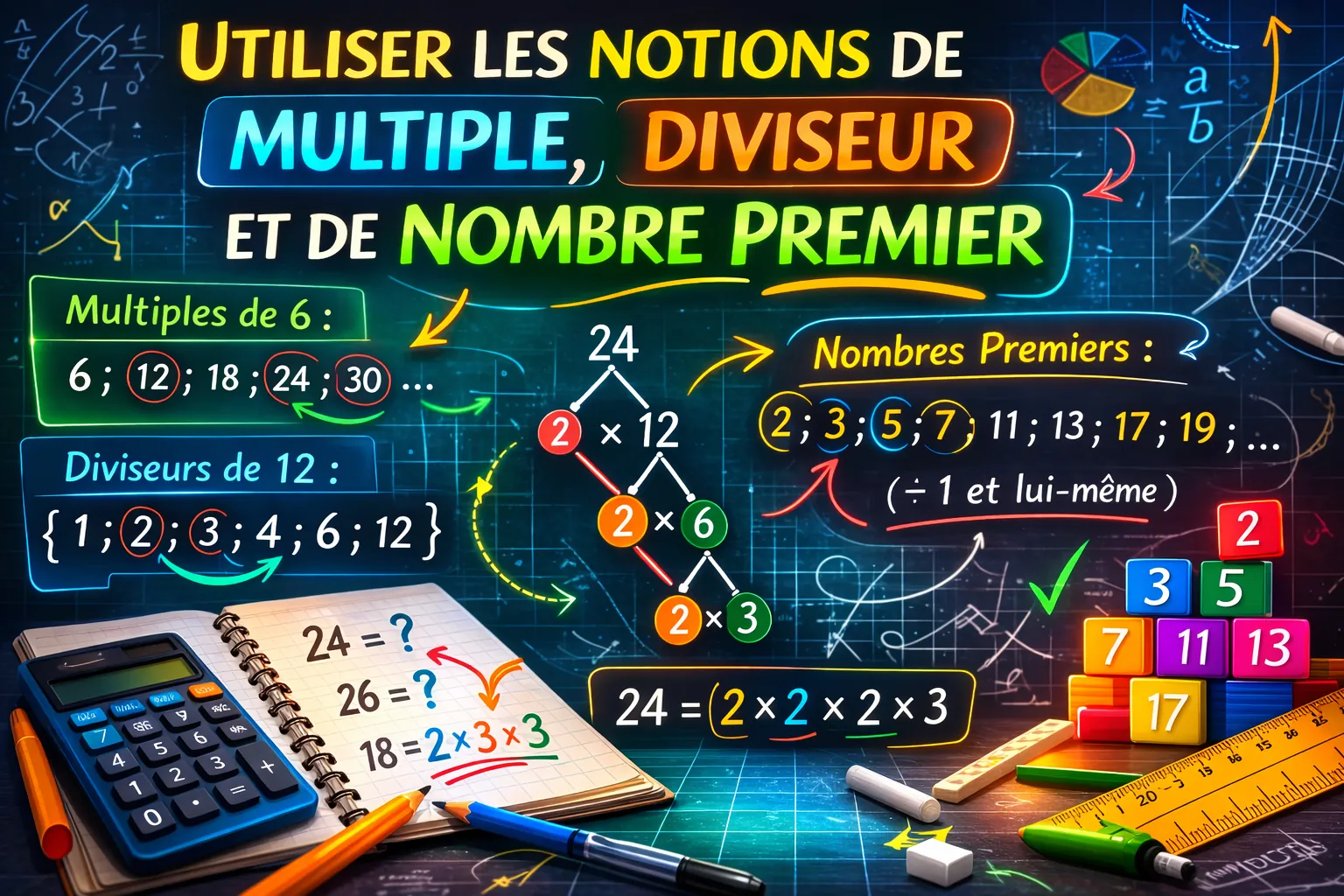 Utiliser les notions de multiple, diviseur et de nombre premier — Seconde