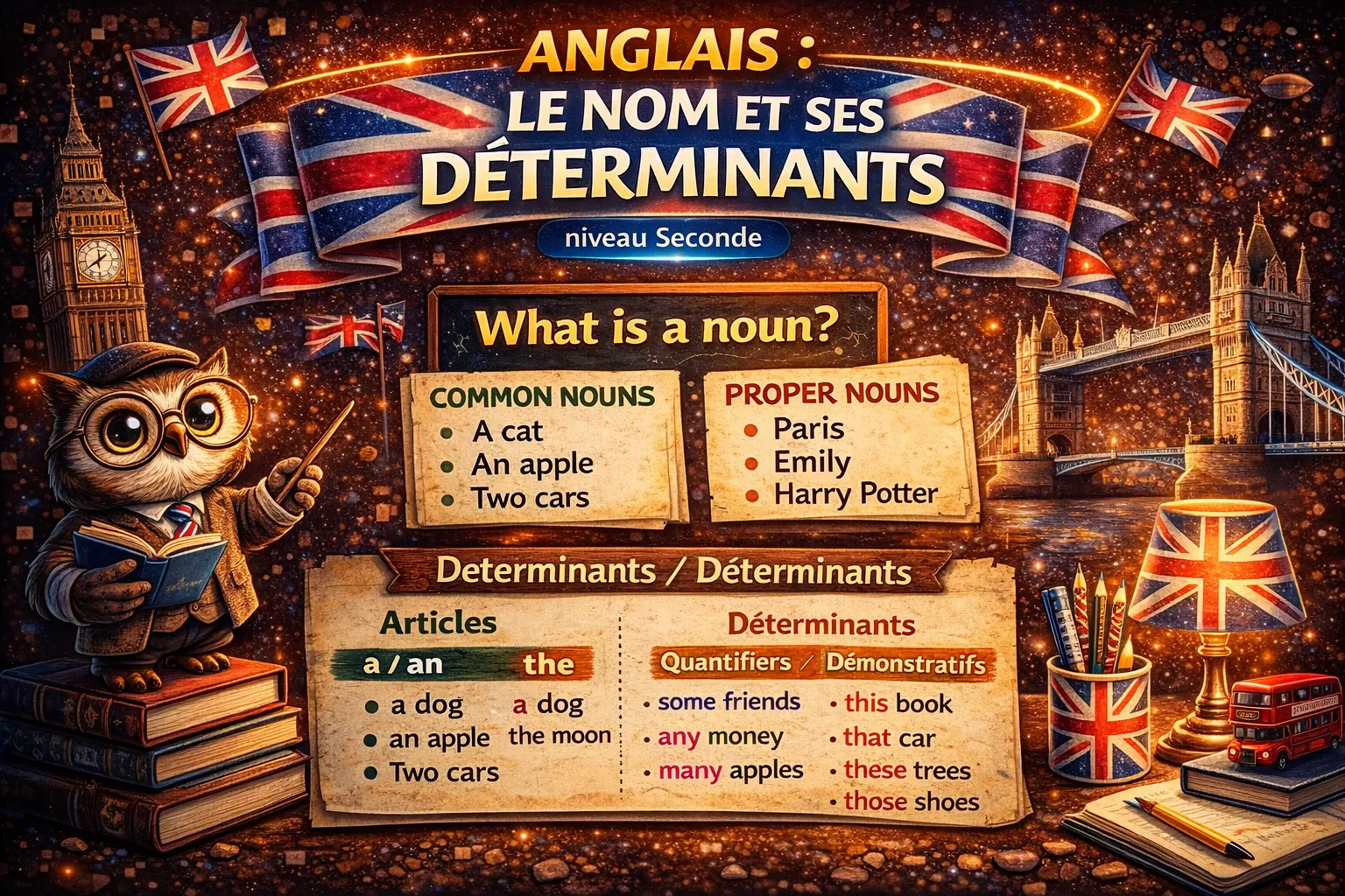 Le nom et ses déterminants — Anglais 2nde