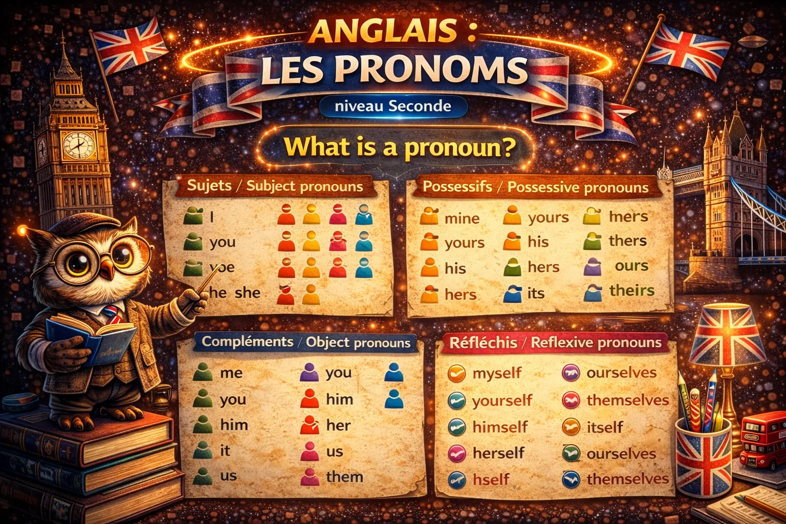Les pronoms — Anglais 2nde