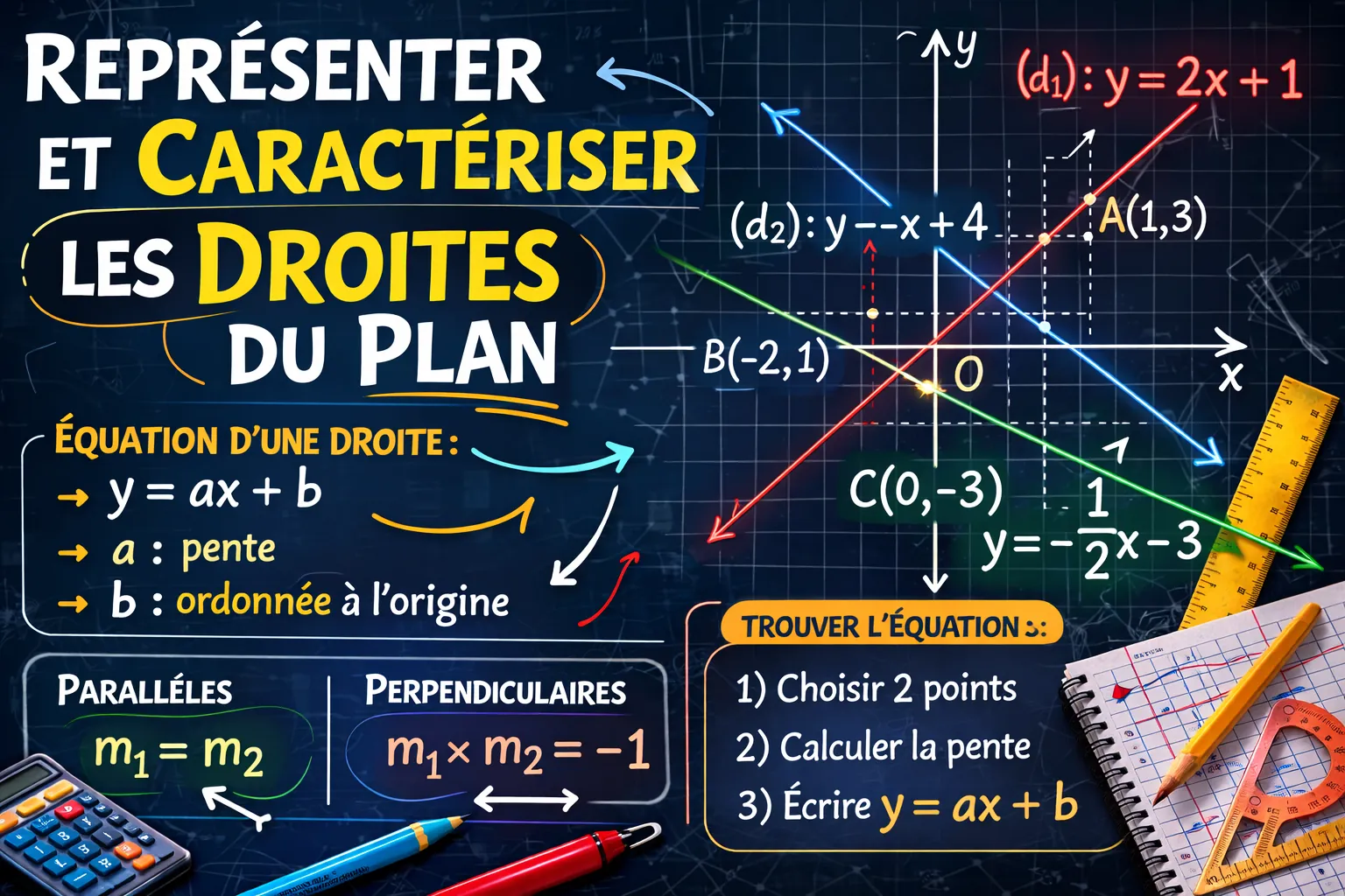 Représenter et caractériser les droites du plan — 2nde