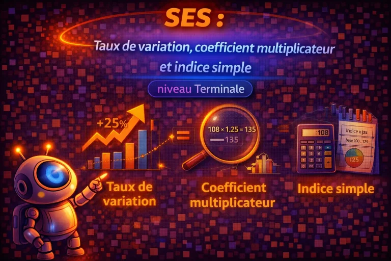 Taux de variation, coefficient multiplicateur et indice simple — SES Terminale
